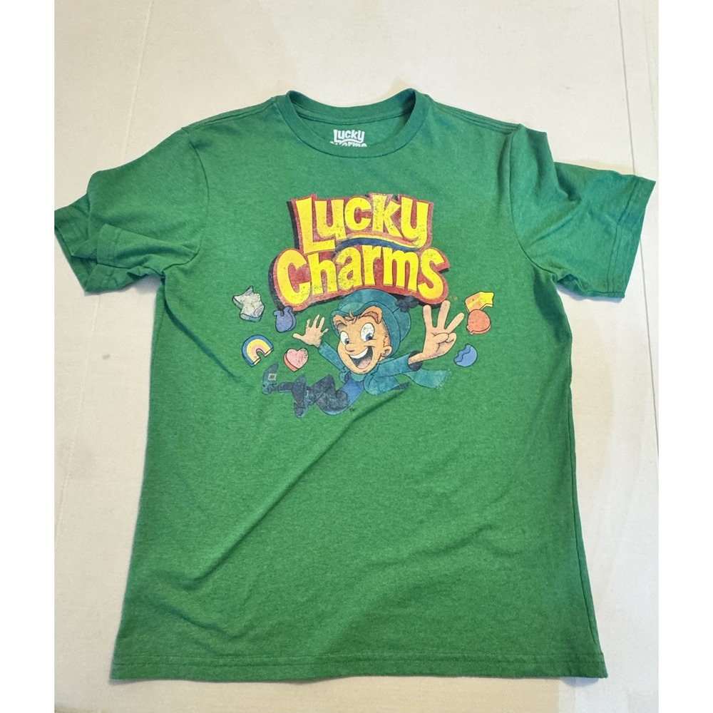 Lucky Charms Cereal Green Tshirt Lucky Charms Brand Leprechaun‎ Youth XL